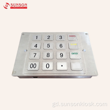 Pinpad crioptaichte 16-key airson Kiosk Pàighidh gun Sgioba